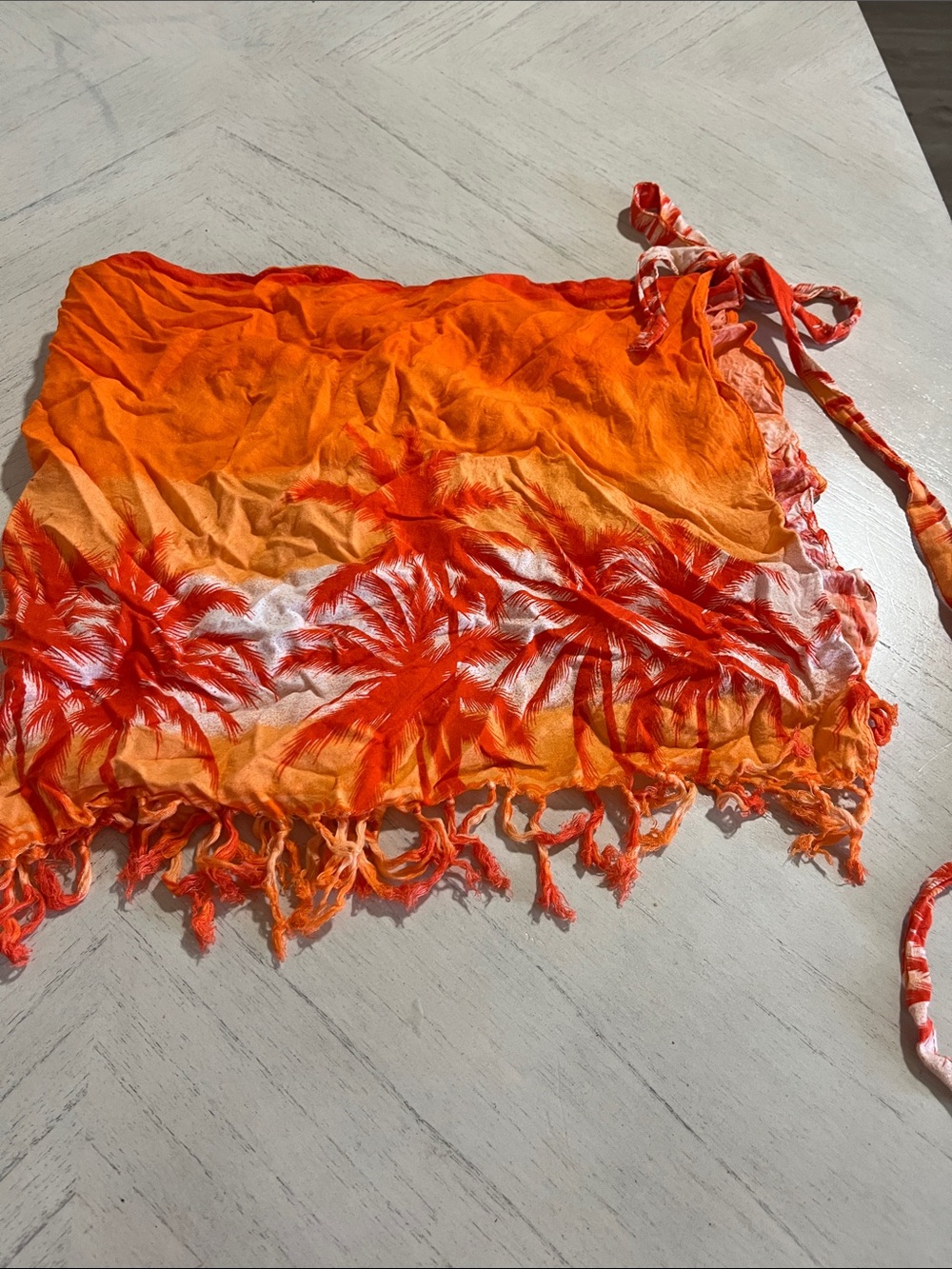 Tie-Dye Orange & Red Beach Sarong with Fringe